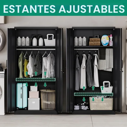 Vista 6 de Letaya Armarios de Metal para Ropa con Cerradura, Casillero de Ropa 72" X 36" X 18" Armarios de Almacenamiento para Habitación del Hogar