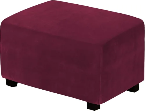 Vista 15 de H.VERSAILTEX Terciopelo de lujo de felpa de una pieza, rectangular, elástica, funda plegable para taburete o almacenamiento, cubierta elástica