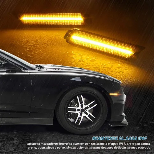 Vista 5 de Lámparas de reflector de marcador lateral LED de lente ahumada para parachoques delantero compatibles con Chevy Camaro ámbar 2010 a 2015 - Paquete