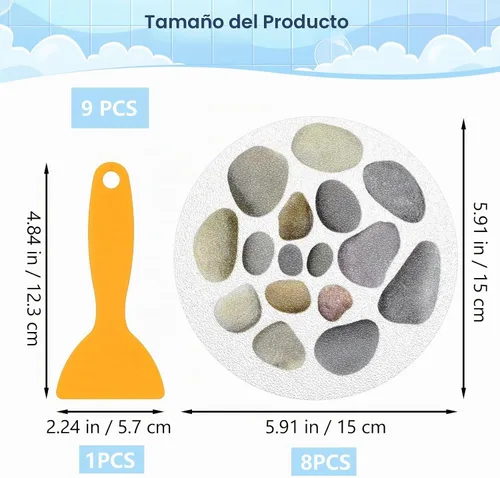 Vista 2 de Cabilock 8 calcomanías antideslizantes para bañera de 5.9 x 5.9 pulgadas, autoadhesivas antideslizantes para baño, calcomanías de seguridad