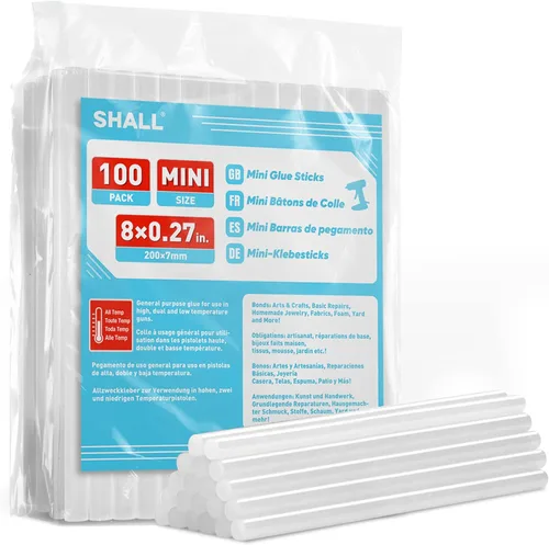 Vista 8 de SHALL Mini Barras de Pegamento Caliente, 0.27" de Diámetro x 4" de Largo, Paquete de 220 Barras de Pegamento Termofusible Transparente para Pistolas