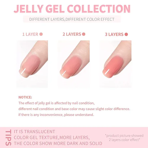 Vista 6 de Vishine Manicura Francesa Gel de Uñas Blanco Francés Rosa Pálido Juego de 4 Piezas, Gel UV LED Capa Base Capa Superior Kit de Inicio