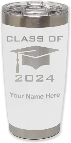 Vista 29 de LaserGram Vaso aislado al vacío de 20 onzas, grado de tapa clase de 2024, 2025, 2026, 2027, 2028, grabado personalizado incluido (negro)