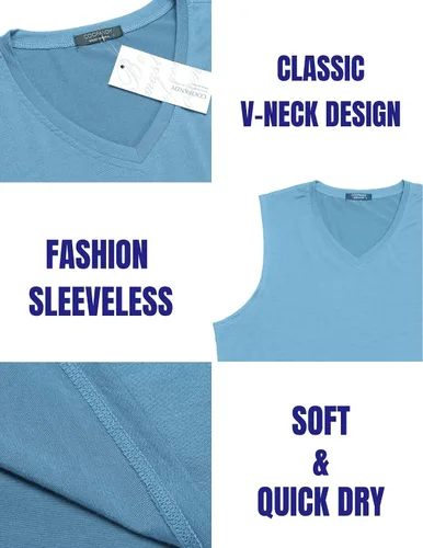 Vista 6 de COOFANDY Camiseta sin mangas para hombre, paquete de 3 camisetas sin mangas para gimnasio, cuello en V, culturismo, musculación