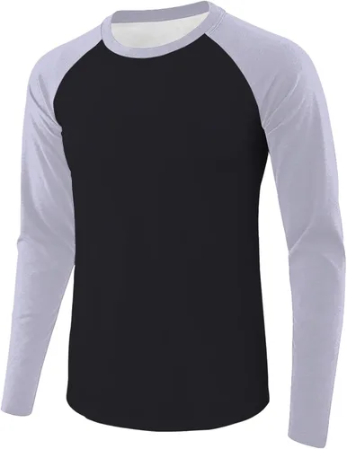 Vista 16 de Camiseta de béisbol para hombre, manga larga, cuello redondo, algodón, raglán, casual, dinámica