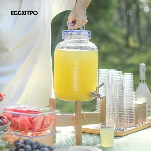 Vista 3 de EGGKITPO Dispensadores de bebidas de 1.5 galones con grifo y elegante soporte para fiestas, dispensador de limonada de policarbonato con soporte