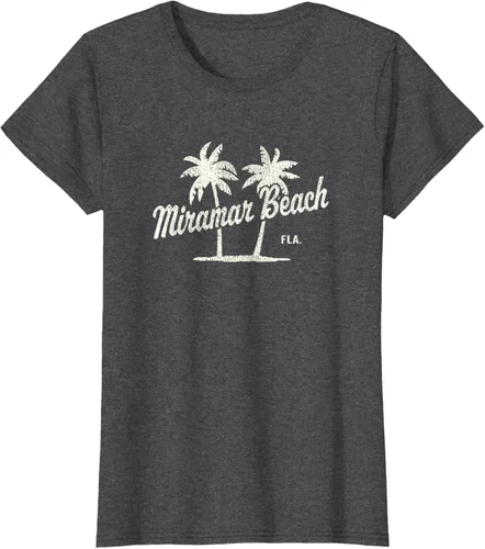 Vista 5 de Miramar Beach Florida Vintage 70s Palm Trees - Camiseta gráfica, Azul / Patchwork, S