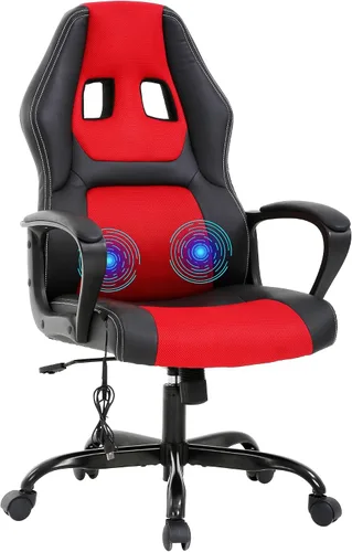Vista 8 de Massage Gaming Chair – Ergonomic Office Desk Chair with Recline Function, PU Leather & Breathable Design, Lumbar Pillow, Adjustable Height, 360° Blue
