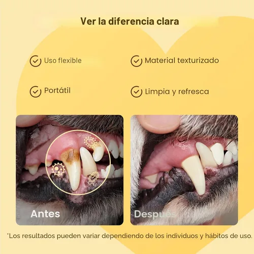 Vista 4 de HICC Pet Toallitas de limpieza de dientes para perros y gatos, elimina el mal aliento eliminando la placa y la acumulación de sarro, cepillo