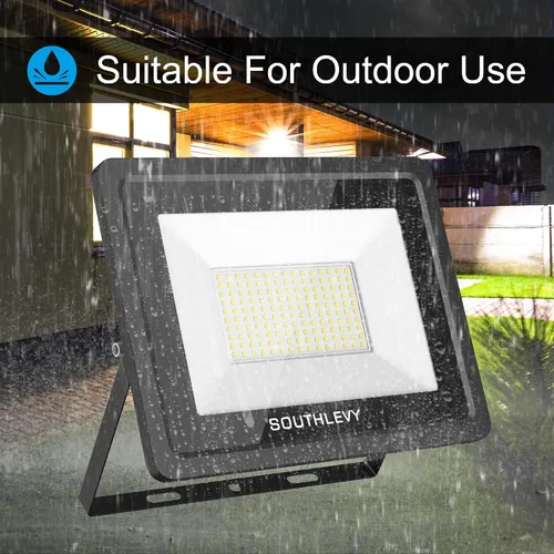 Vista 4 de Luz de inundación LED de 150 W, IP66, impermeable, para exteriores, 15000 lm, 5000 K, luz de trabajo con enchufe e interruptor, luces de seguridad