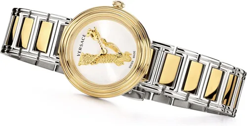 Vista 5 de Versace VET300721 - Mini reloj de pulsera para mujer, color oro amarillo, 1.102in, plateado, Virtus Mini
