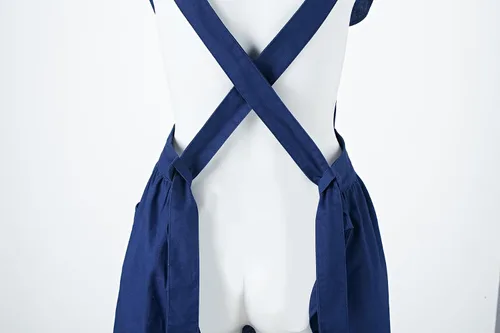 Vista 3 de Hyzrz Delantales retro ajustables con volantes con bolsillos para mujeres y niñas, vintage, espalda cruzada, vestido de sirvienta, delantal