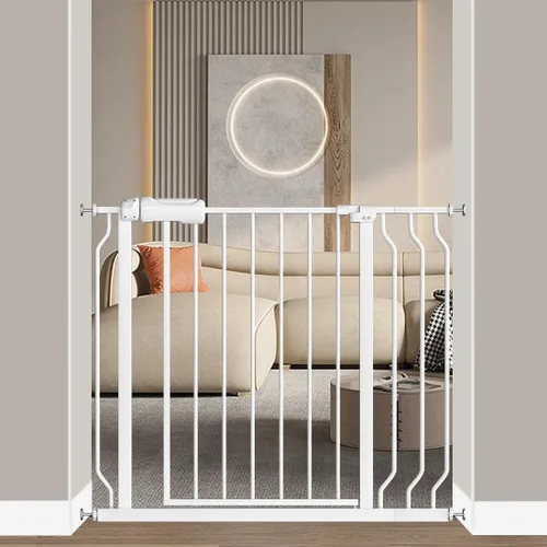 Vista 4 de Fairy Baby Extensiones de 4.72 pulgadas para caminar a través de la puerta del bebé, cierre automático, color blanco