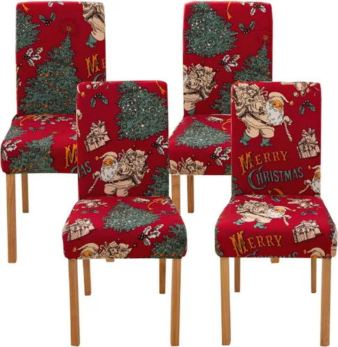 Vista 8 de Ogrmar 4 fundas elásticas extraíbles y lavables para silla de comedor, decoración de Navidad, decoración del hogar, funda de asiento de comedor