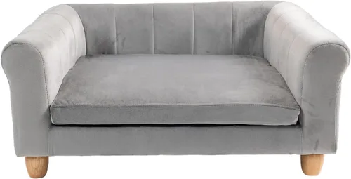 Vista 13 de CRITTER SITTERS Sofá rectangular de terciopelo sintético marrón de 42 pulgadas para perros medianos y grandes, sofá de felpa elevada para perros