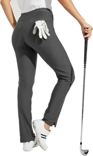 Vista 2 de Willit Pantalones de golf para mujer, elásticos, casuales, de secado rápido, pantalones de senderismo con control de abdomen