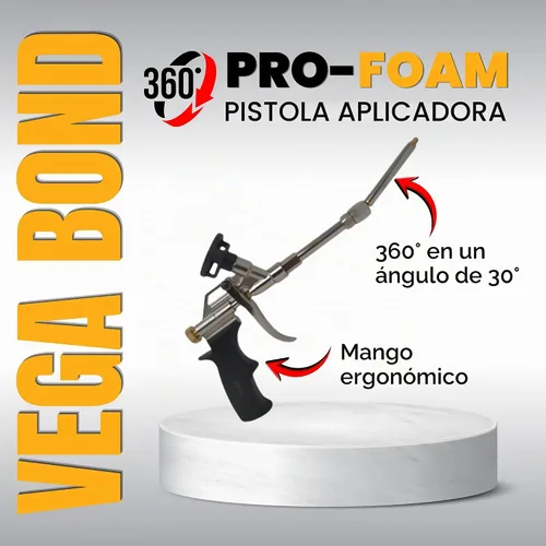 Vista 2 de Vega Bond Pistola de espuma Pro Spray – Aplicador profesional de espuma de poliuretano con punta giratoria de 360°, diseño reutilizable de alta