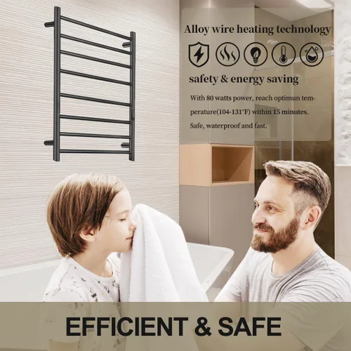 Vista 5 de Calentadores de toallas para baño, toallero eléctrico calentado montado en la pared, estante de almacenamiento caliente con temporizador integrado