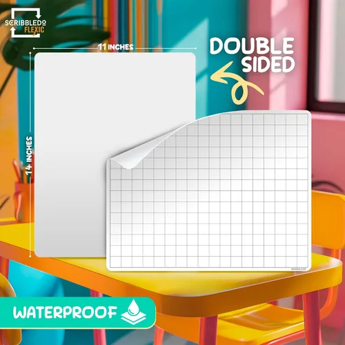 Vista 6 de SCRIBBLEDO Hojas de borrado en seco de rejilla grande de 11 x 14 pulgadas, hojas pequeñas de pizarra blanca para práctica de matemáticas Rejillas