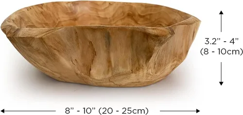 Vista 6 de Cuenco de madera, cuencos de madera hechos a mano con guirnalda de cuentas de madera, natural, frutero, cuenco para llaves para decoración, 8 a 10