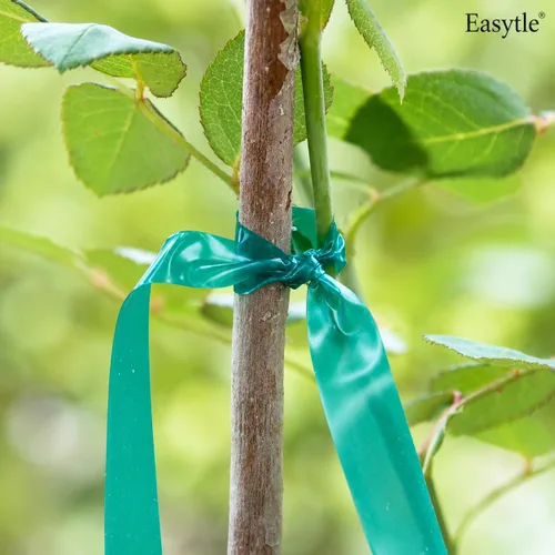 Vista 5 de Easytle Paquete de 2 rollos de cinta elástica de 150 pies, cinta de amarre de jardín de 1/2 pulgada, cinta gruesa y resistente para plantas, estacas