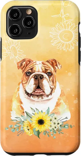 Vista 27 de iPhone 16 Cute English Bulldog Dog Bully - Sunflower Floral Flowers Case