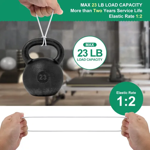 Vista 4 de 50 mini cuerdas elásticas de bolas blancas, cuerda elástica resistente de 4 pulgadas para exteriores con bolas, bolas elásticas de lona