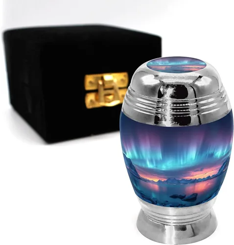 Vista 26 de Commemorative Cremation Urns Urnas de cremación personalizadas decorativas hechas a mano para mujeres (aurora boreal extragrandes)