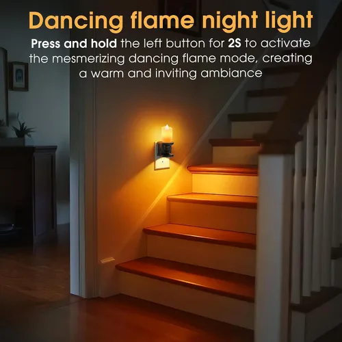 Vista 3 de Briignite Flameless Candle Night Light, Amber Night Lights, Dusk to Dawn