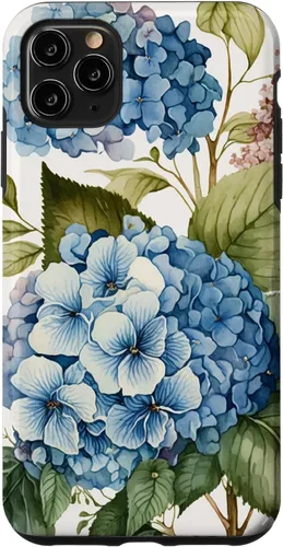 Vista 13 de Watercolour Vintage Blue Hydrangea with Flower Flower Case for iPhone 17
