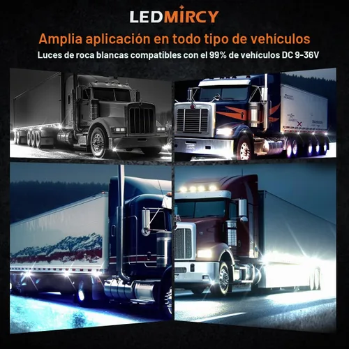 Vista 7 de LEDMIRCY Kit de luces de roca blanca pura con interruptor de arnés de cable, 12 luces LED de alta potencia para camiones, UTV, ATV, SUV