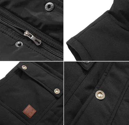 Vista 5 de EKLENTSON Chaleco para hombres invierno grueso forro polar resistente al viento al aire libre chaleco calentado