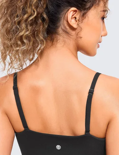 Vista 4 de CRZ YOGA Butterluxe - Brasier deportivo ajustable con tirantes delgados para mujer, con relleno, sin varillas, cuello cuadrado, para entrenamiento