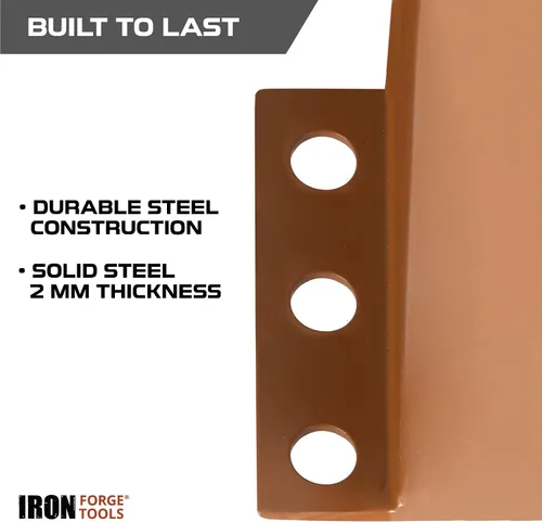Vista 5 de Iron Forge Tools Base de poste de 6 x 6 pulgadas para hormigón, paquete de 4 anclajes de acero resistente con recubrimiento de polvo marrón