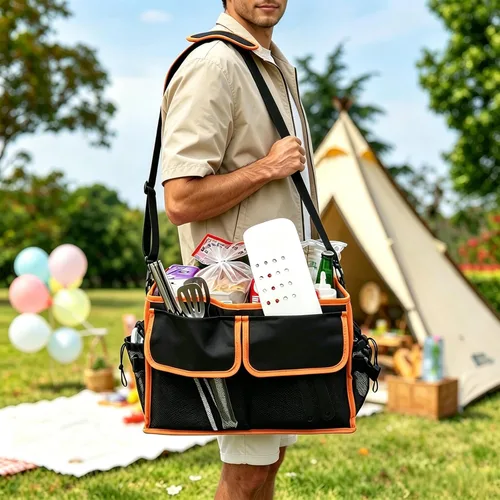 Vista 2 de Organizador grande para parrilla con soporte para toallas de papel, organizador de barbacoa para utensilios, condimentos, organizador de picnic