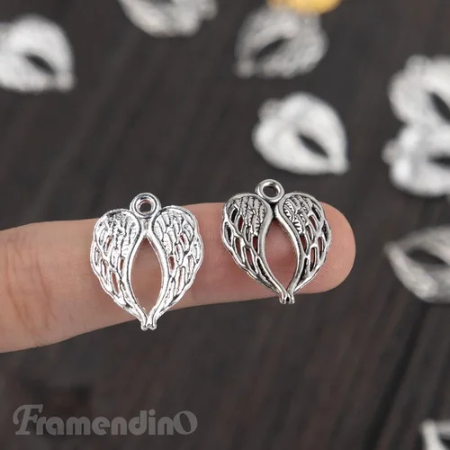 Vista 6 de Framendino, Dijes de alas de ángel con alas de oro, dije de alas de metal para pulseras, collares, aretes, suministros de fabricación de joyas de 3