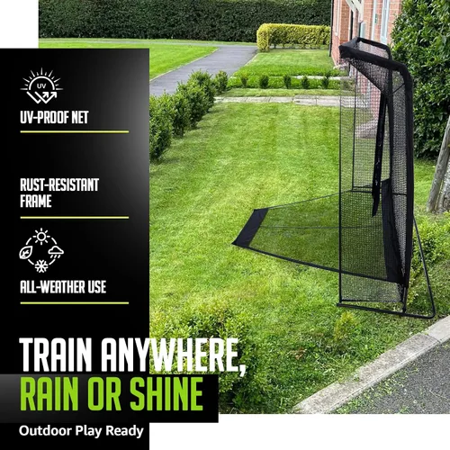 Vista 7 de Zealfeel Golf Net, Golf Simulator Enclosure Net with Side Barriers & Auto-Ball Return, Low-Noise Silk Target, Carry Bag, 2 Sand Bags, 4 Stakes