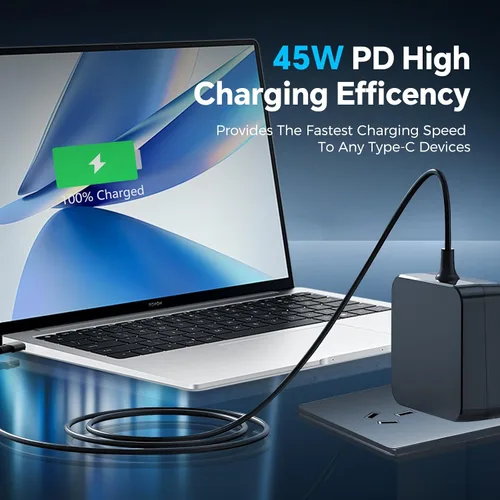 Vista 4 de Cargador rápido USB-C de 45 W para Steam Deck/OLED, adaptador de CA PD 3.0 con cable de 6.6 pies, compatible con Steam Deck Dock, ASUS ROG Ally
