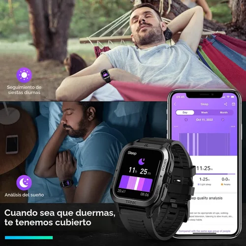 Vista 7 de AMAZTIM Reloj Inteligente, Batería Extra-Larga de 60 Días, Resistente al Agua 50M, Bluetooth Militar para Responder/Marcar Llamadas, Pantalla HD