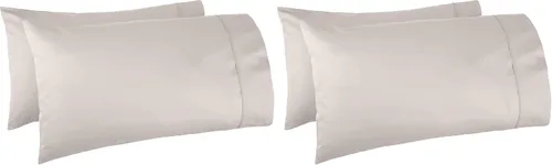 Vista 17 de Amazon Basics Juego de 2 fundas de almohada de 400 hilos, 100 % algodón, suaves, tejido satinado, resistentes a las arrugas, tamaño estándar, 20 x