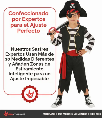 Vista 4 de Morph, Disfraz de pirata para niños, disfraces de Halloween para niños Negro