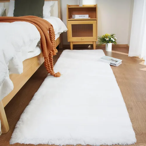 Vista 43 de Ghouse Alfombra ultrasuave de pelo sintético de conejo 2x3, alfombras lavables a máquina para dormitorio, alfombras esponjosas para sala de estar