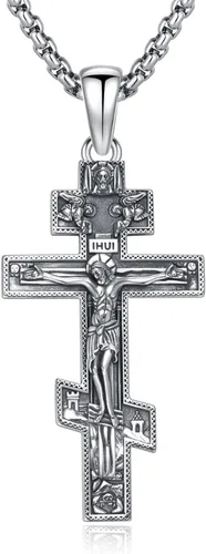 Vista 132 de 925 Sterling Silver Patron Saint Amulet Necklace for Men Women plateado