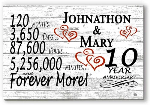 Vista 18 de Letrero personalizado de aniversario de 1 año, regalo de primer aniversario de boda, regalo para días de pareja, minutos, años, madera maciza, 16.5