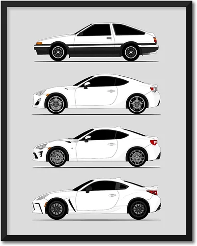 Vista 17 de Custom Car Posters Póster hecho a mano compatible con Toyota Tacoma Generations e impresión de Toyota Tacoma TRD Pro SR5 – Multi, impresión satinada