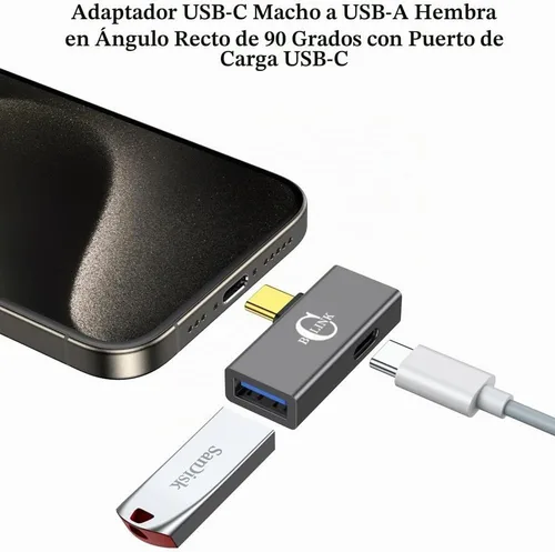 Vista 2 de BCLINK - Adaptador USB C a USB 3.1 2 en 1 con puerto de carga de 100 W, convertidor Thunderbolt 4/3 OTG para Meta Quest 2, iPhone 15, MacBook, iMac