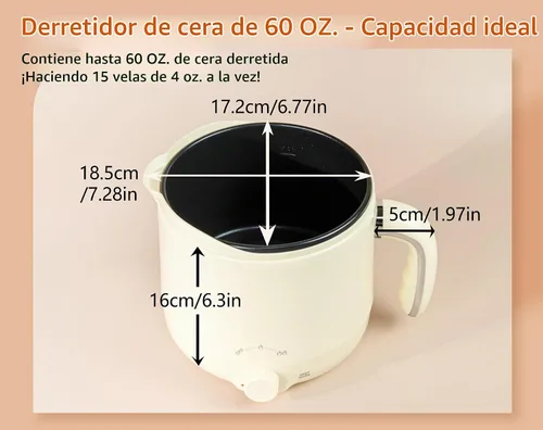 Vista 3 de Aroparc Derretidor de cera para hacer velas con termómetro, gran derretidor eléctrico de cera de 60 oz/1.8 L con boquilla de vertido para hacer