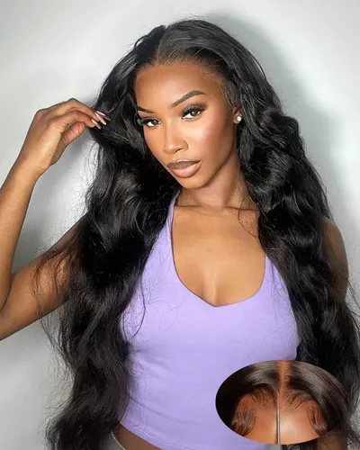 Vista 11 de MENTOR Pelucas de cabello humano sin pegamento, peluca sin pegamento para principiantes, precortadas con encaje frontal, pelucas de onda profunda