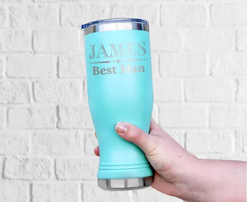 Vista 3 de TEEAMORE Vaso de acero inoxidable grabado con láser personalizado con aislamiento al vacío, vaso de viaje para café de doble pared con tapa