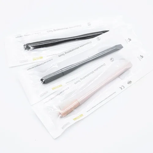 Vista 8 de 10 Uds Microblading Asas Desechables Manual Microblading Pen con Nano 18 U en forma de hoja esterilizada Microblade Holder para ceja labio